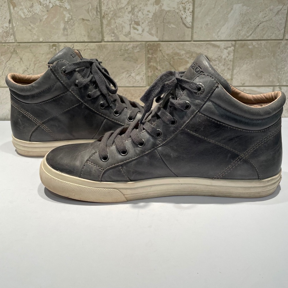 Taos Winner Charcoal Grey Leather High Top Side Zip Sneakers WNR-14003 Womens 10